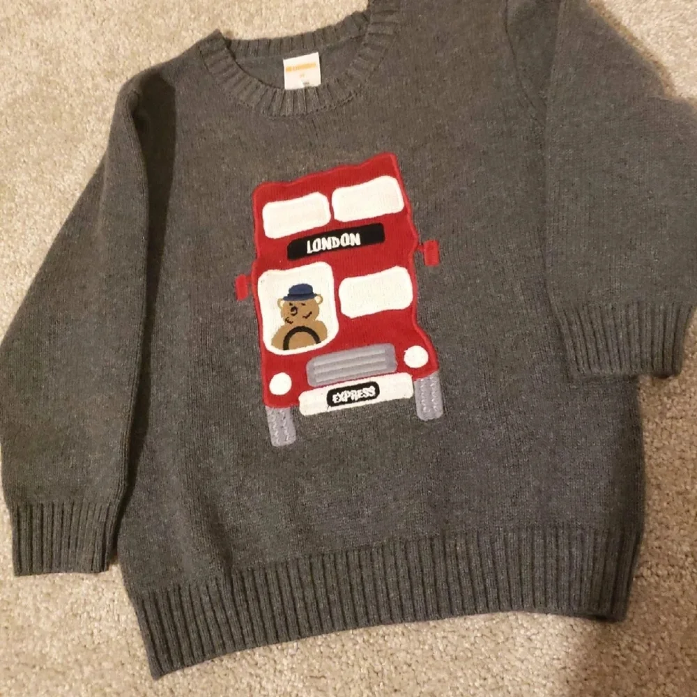 2t 3t sweater london bear on tour bus applique